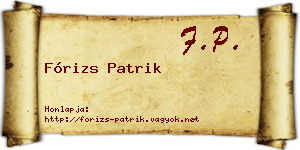 Fórizs Patrik névjegykártya