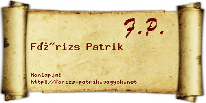 Fórizs Patrik névjegykártya