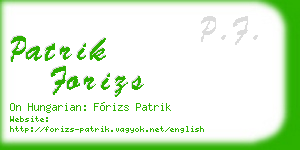 patrik forizs business card