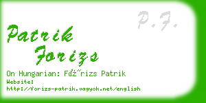 patrik forizs business card